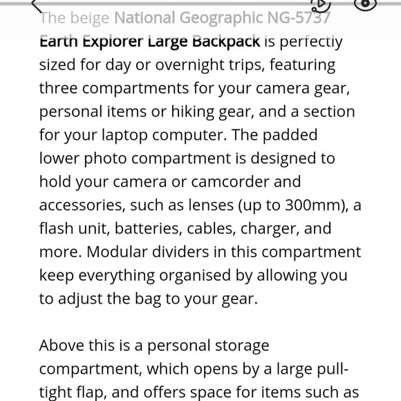 NWOT National Geographic Large Backpack - Picture 6 of 16